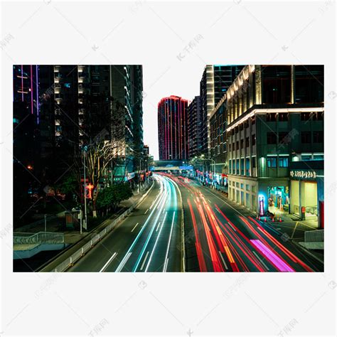 武汉城市街道大智路交通车流光绘摄影图高清摄影大图-千库网