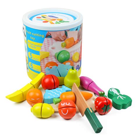 木制仿真水果蔬菜切切乐切切看魔术贴桶装儿童早教过家家厨房玩具-阿里巴巴