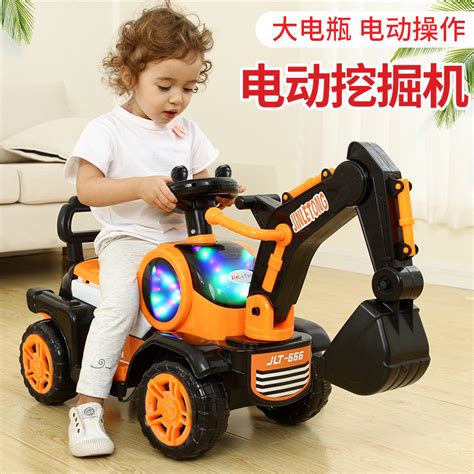 儿童玩具挖掘机可坐玩具车大型挖机可坐人的电动工程车男孩挖土机-阿里巴巴