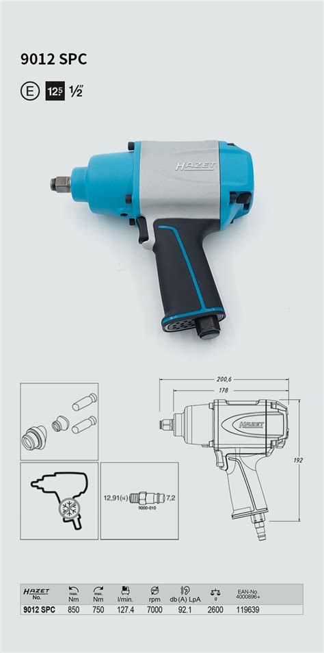 德国进口HAZET1/2气动扳手工业级冲击扳手气动风炮汽修汽保工具9012SPC-HAZET授权代理商-穆尔贸易（上海）有限公司