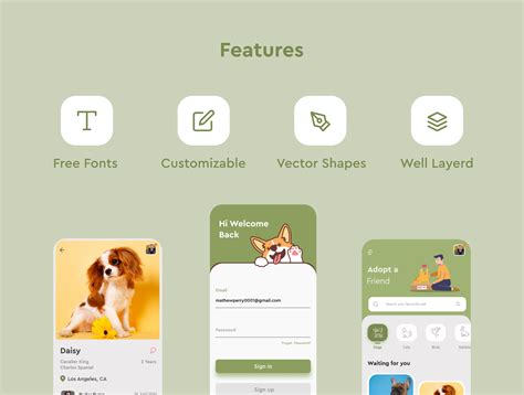 iOS系统可爱插画风格的宠物领养app应用界面设计Figma模板 - 25学堂