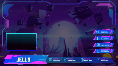 星际游戏风格Twitch流媒体视频直播平台界面框设计模板 Jelly – Twitch Overlay Template – 设计小咖
