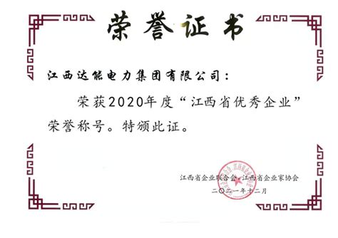江西省优秀企业-江西达能电力集团有限公司