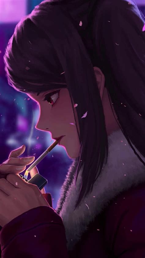 女生抽烟头像动漫复古风