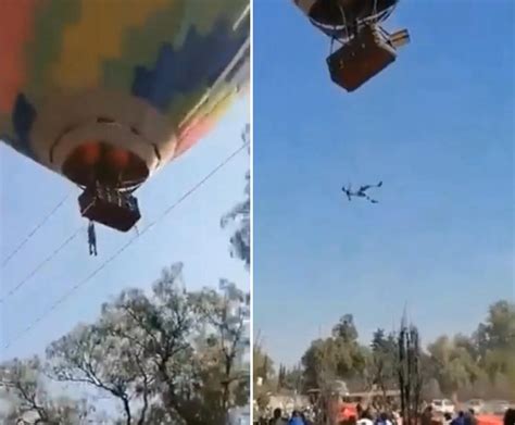 墨西哥一男子从升空的热气球中掉出 抓着绳子挂在半空