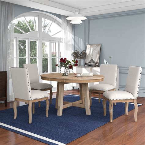 Buy Merax Dining Table Set, 5-Piece Farmhouse Dining Table and Chairs ...
