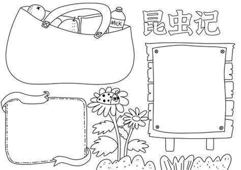 昆虫记手抄报黑白线稿,其它,其他设计,设计模板,汇图网www.huitu.com