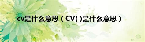 cv是什么意思（CV( )是什么意思）_环球知识网