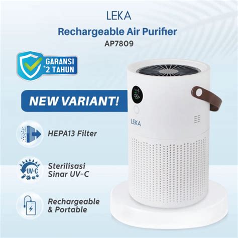 Promo LEKA AP7809 Rechargeable Air Purifier - HEPA13 Filter UVC Ion ...