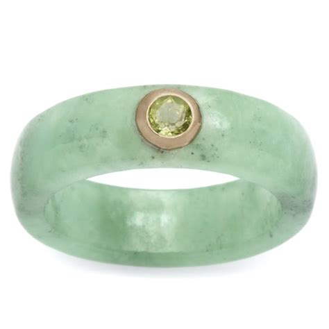 .26 TCW Round Peridot and Green Jade Ring in 10k Gold Naturalist - Free ...