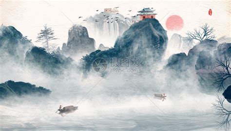 中国风山水画GIF动图图片-正版gif素材401363104-摄图网