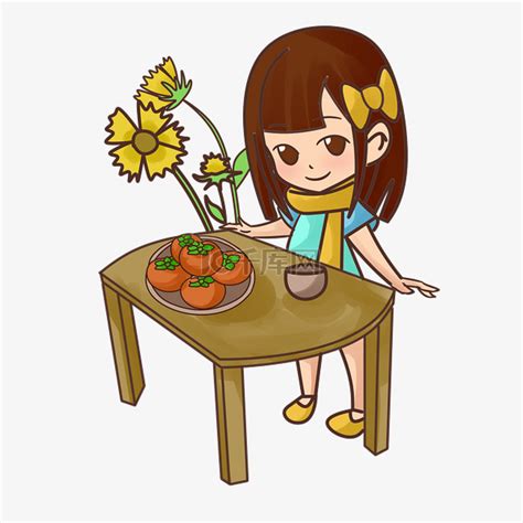 女孩吃柿子素材图片免费下载-千库网