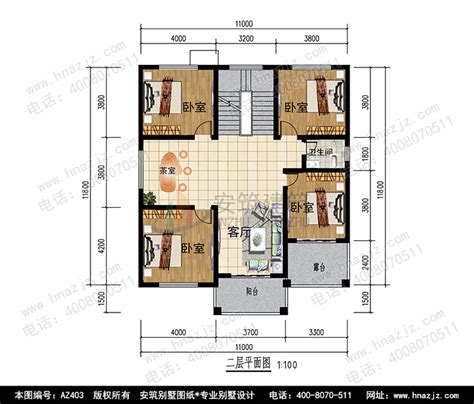 QH2004新中式二层三开间自建房别墅设计图纸一层带2房占地134平 - 青禾乡墅科技