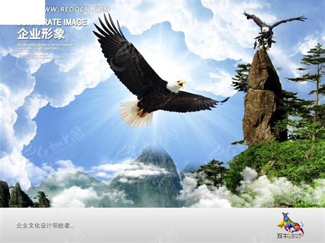 蓝天下展翅翱翔的雄鹰PSD素材免费下载_红动中国