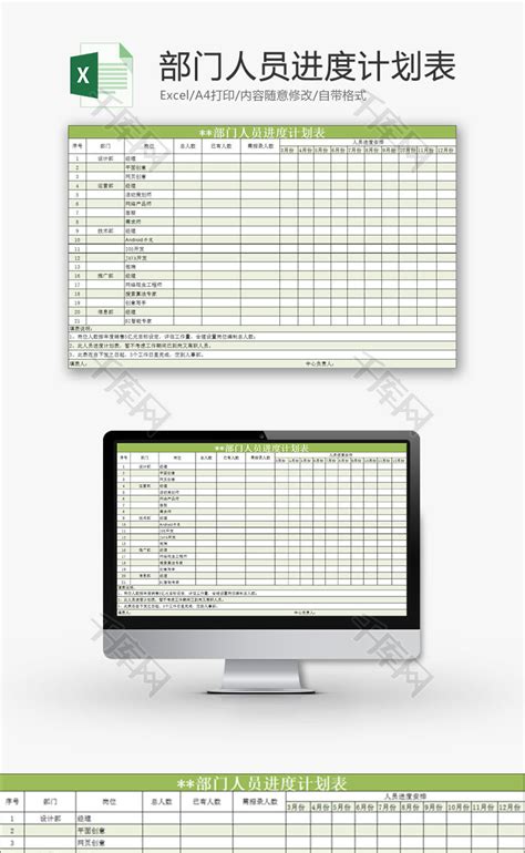 日常办公部门人员进度计划表Excel模板_千库网(excelID：77109)