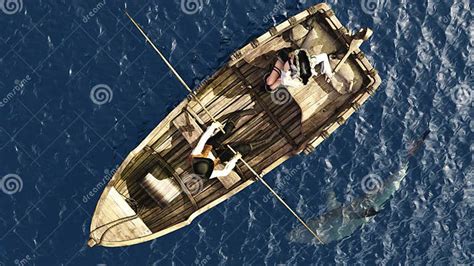 Pirate Couple in Rowboat from Overhead Stock Illustration ...