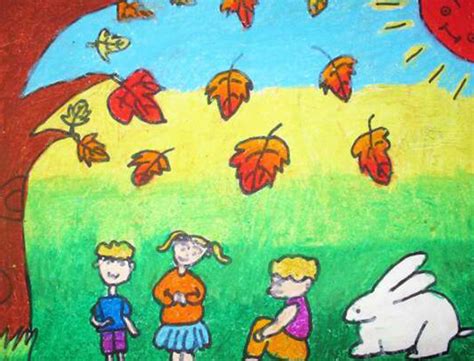 儿童画秋天的图画大全：秋天果园大丰收 - 儿童创意绘画大全_创意画大全图片_可爱儿童创意画教程 - 咿咿呀呀儿童手工网