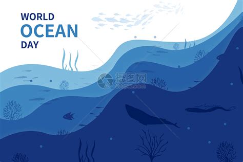 蓝色唯美海底世界海洋日海报海报模板下载-千库网