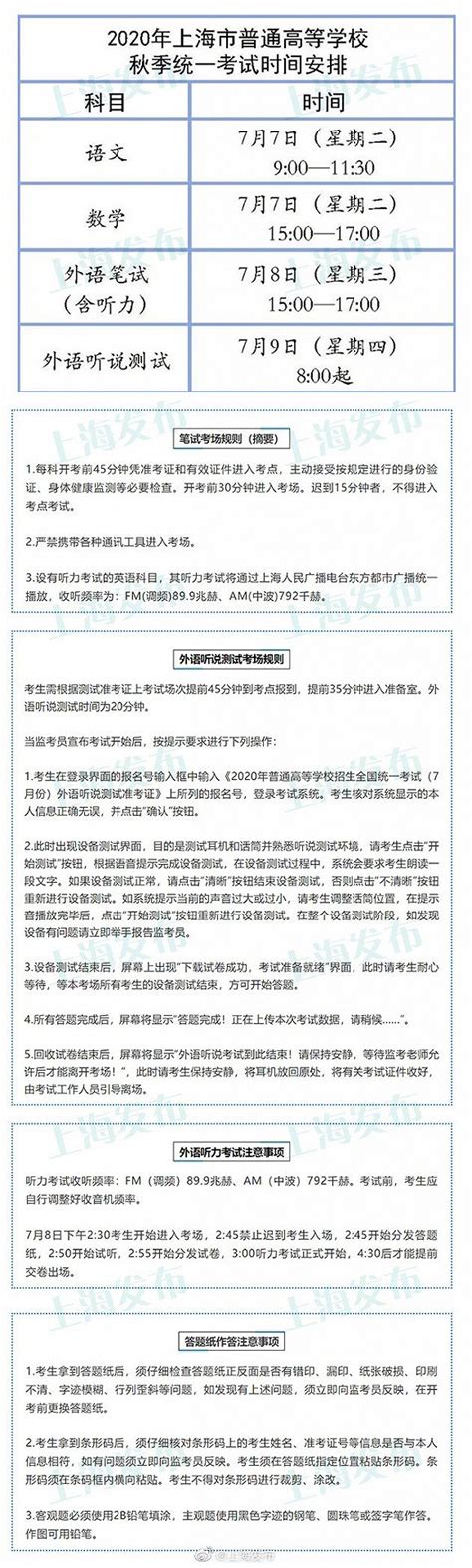 上海发布2020年高考考场规则及注意事项_手机新浪网