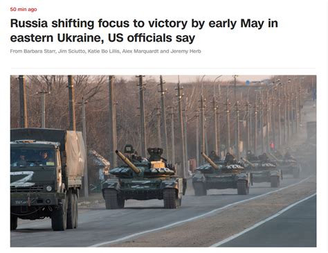 美媒：美情报官员称俄改变在乌行动战略，将取胜目标日期定为5月9日