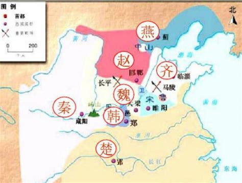 拿现在的中国地图对应战国七雄地图，看看你属于七国中哪一国？
