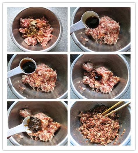 【论肉馅的拌制方法的做法步骤图，怎么做好吃】一只梨花压海棠_下厨房