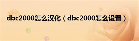 dbc2000怎么汉化（dbc2000怎么设置）_草根科学网