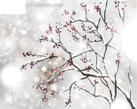 冬天雪季里的梅花枝高清图片下载-正版图片500808784-摄图网