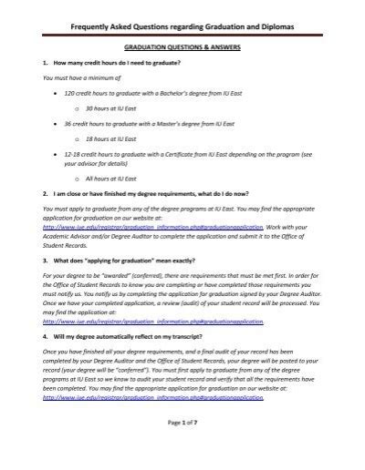 Frequently Asked Questions regarding Graduation and Diplomas