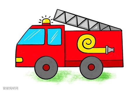119消防车简笔画涂色 119消防车简笔画彩色 | 抖兔教育