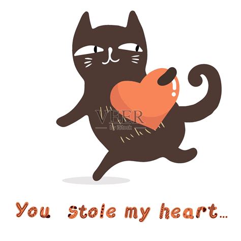 肥跑猫恋爱，情人节，字母你偷走了我的心插画图片素材_ID:412788150-Veer图库