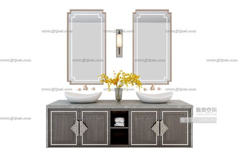 Z05-0612中式卫生间洗手台镜子3d模型下载-【集简空间】「每日更新」