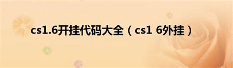 cs1.6开挂代码大全（cs1 6外挂）_第一生活网
