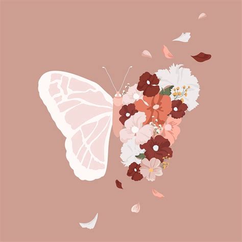 Aesthetic butterfly clipart, flower illustration | Premium Photo ...