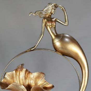 树脂铁艺美人鱼雕塑摆件中式摆件精品手工雕塑雕塑摆件-字画美