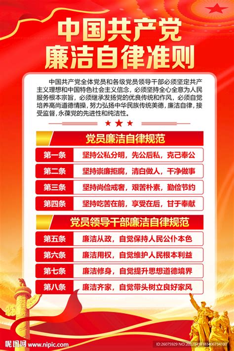 党员廉洁自律规范文化墙图片下载_红动中国