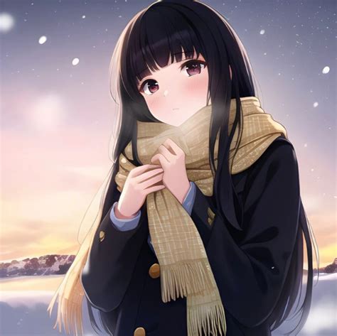 温柔冬季动漫女生头像