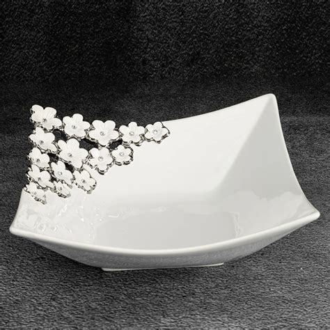 Misa ceramiczna ARIANA zdobiona drobnymi kwiatkami ze srebrnymi ...