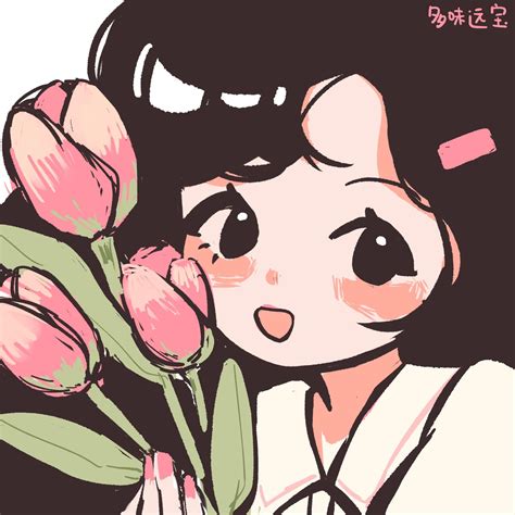 郁金香甜美女生头像图片