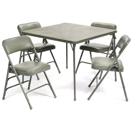 5-Piece Folding Dining Set with Card Table and 4 Fabric Padded Chairs ...