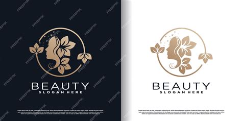 Logotipo de mujer de belleza con vector premium de concepto único ...