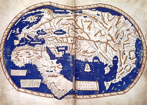 World Map 1489 Manuscript Art Print by Henricus Martellus