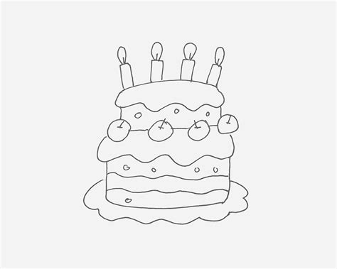 三层生日蛋糕简笔画画法图片步骤 - 有点网 - 好手艺