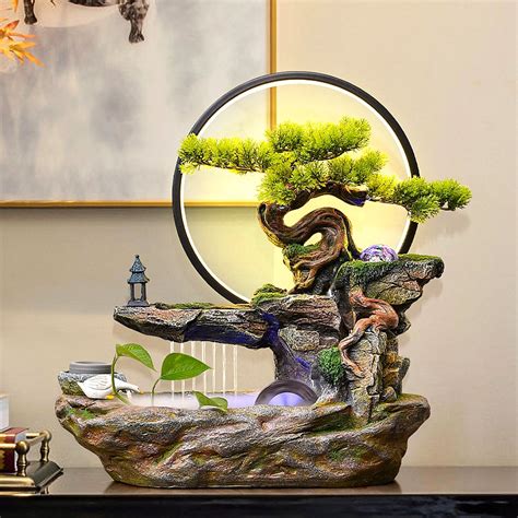 陶瓷流水喷泉摆件风水轮竹子创意水车鱼缸家居客厅办公室桌面石槽-用品-E逸家网