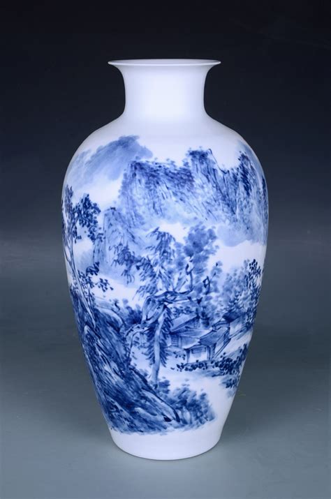 景德镇陶瓷花瓶摆件窑变蓝色瓷瓶创意瓷器客厅插花中式家居装饰品_虎窝淘
