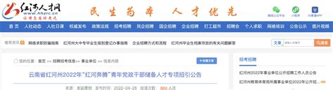 2022年云南省红河州“红河奔腾”青年党政干部储备人才专项招引公告【50人】