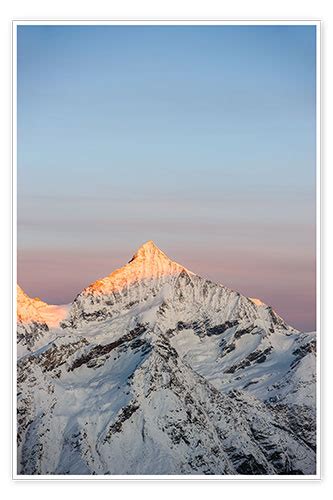 Wandbild „Weisshorn bei Sonnenaufgang, Zermatt, Schweiz.“ von Peter Wey ...