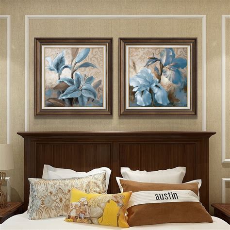 新中式实物立体挂画花卉壁画横幅客厅背景墙画简约卧室床头装饰画-美间设计