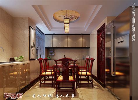 北京通州于家务复式楼大宅新中式风格装修图片，餐厅中式装修_紫云轩中式设计图库