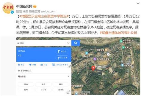 胡鑫宇遗体被发现 地图显示金鸡山在致远中学附近_手机新浪网